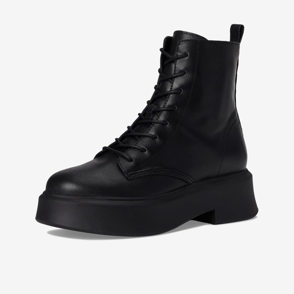 Steve Madden Jazmin Black Combat Lace Up Block Heel Platform Boots